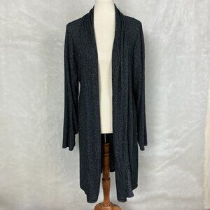 Joah Brown Etoile Charcoal Black Ribbed Open Front Cardigan Sweater One Size